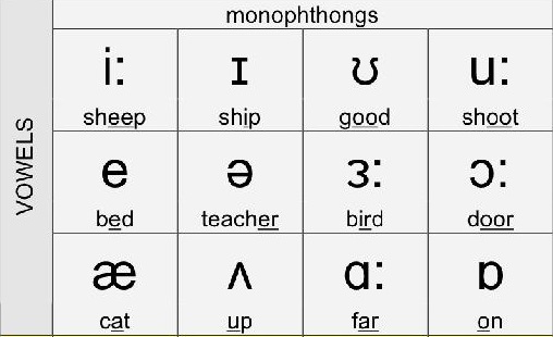 monophthongs