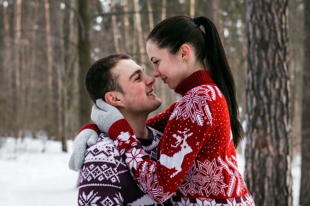 couple in love at christmastime