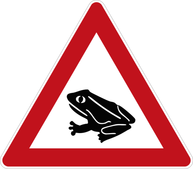 Migratory Toad Crossing sign driving in germany
